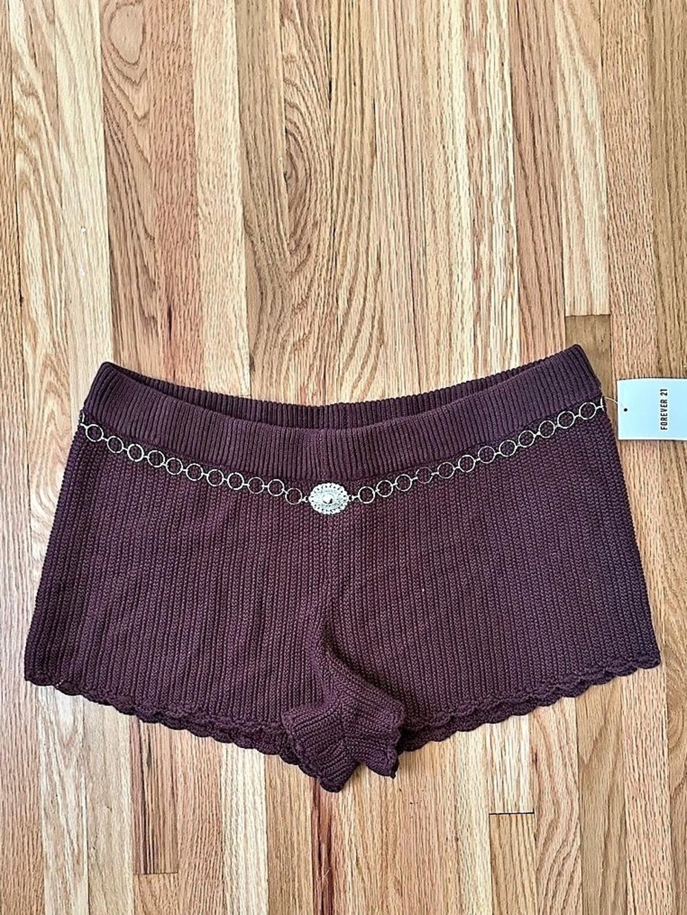 Forever 21 High Waist Knit Shorts in Brown Size XL NWT